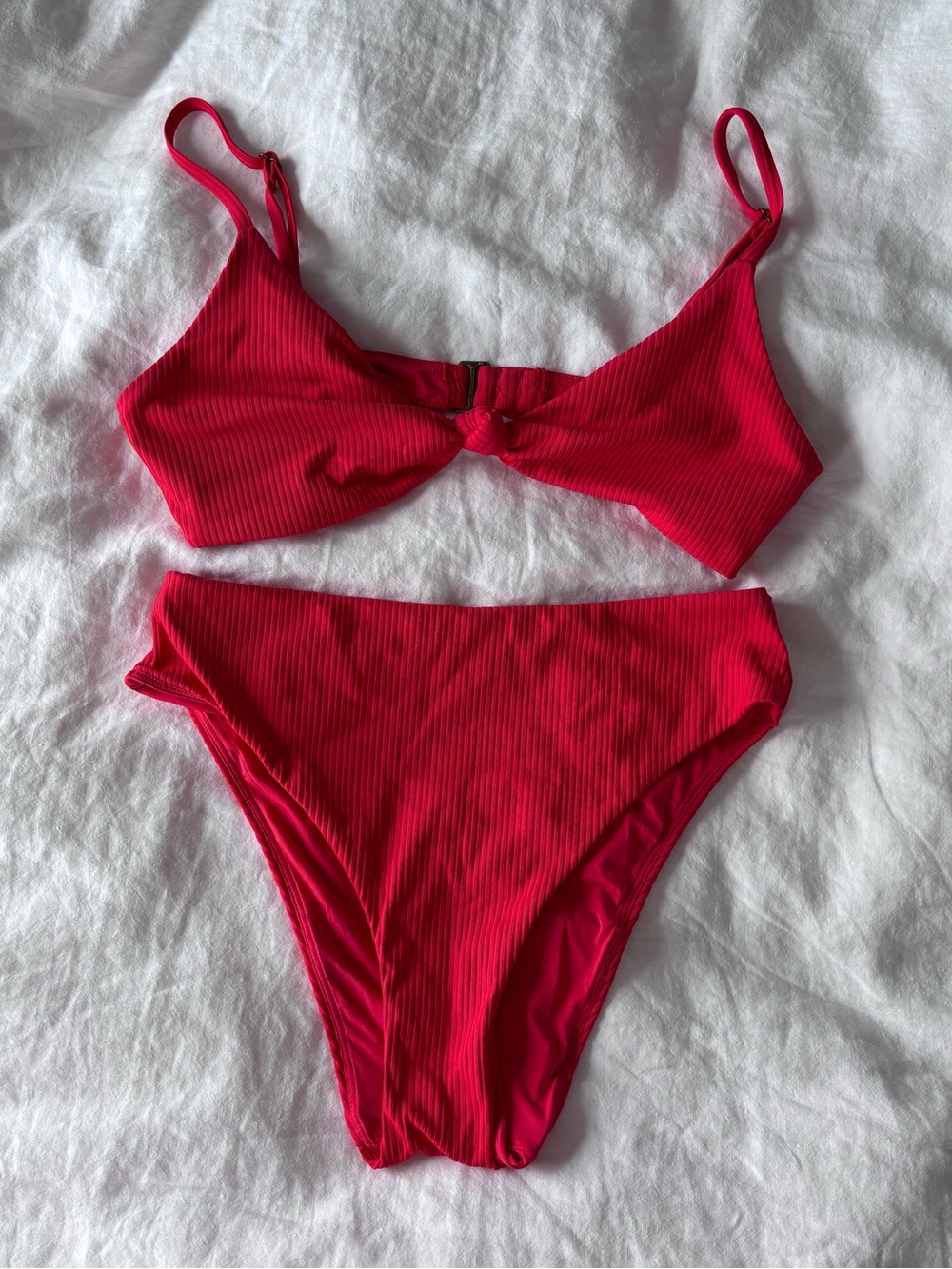 Marine Layer x Andie Santorini Hibiscus Ribbed Two-Piece Bikini Set, Medium
